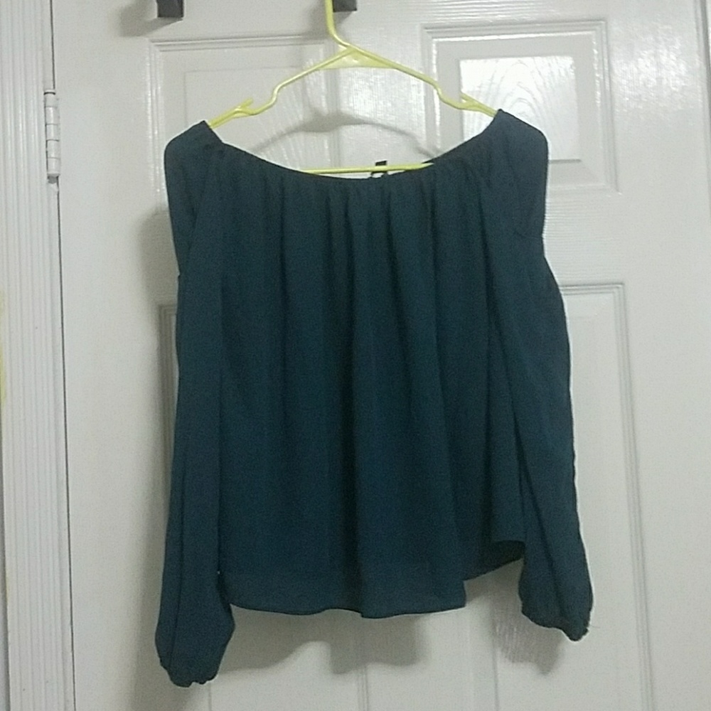 Emerald off the shoulder blouse
